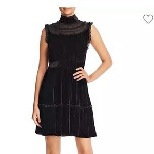 Kate Spade Black Velvet Lace Trim Dress
